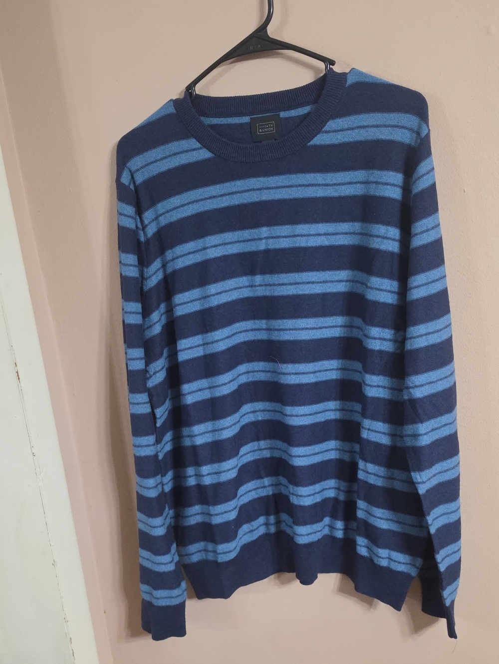 14th & Union Navy and Light Blue Striped Crewneck Sweater